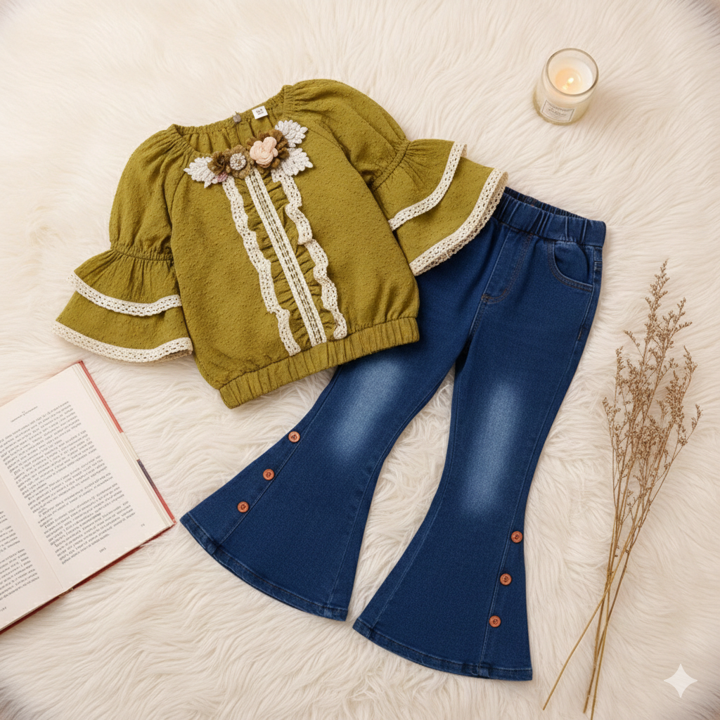 Olive Shirt Designing Chiffon Paint Blue Lycra Denim