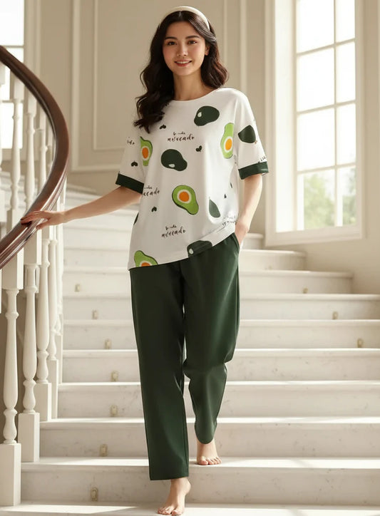Avocado Print Nightwear Set for Girls & 7-14