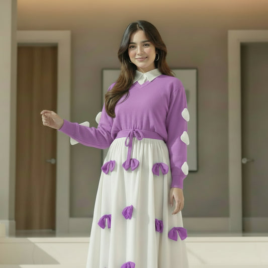 Lavender Purple Bow Maxi 2-Piece Set