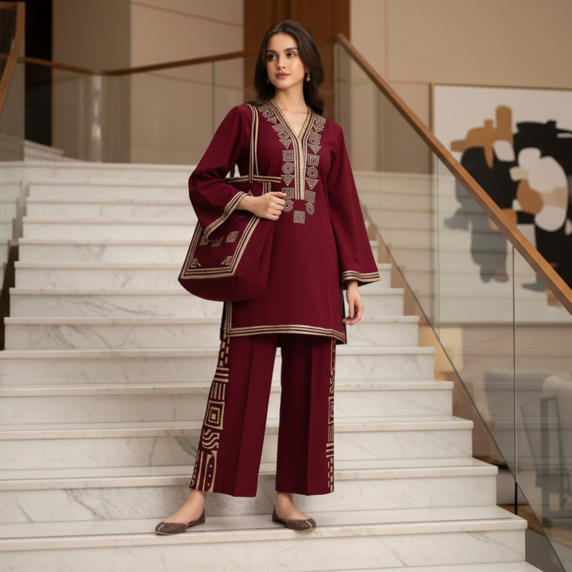 Stylish Printed Stitched 2pc With Free Bag