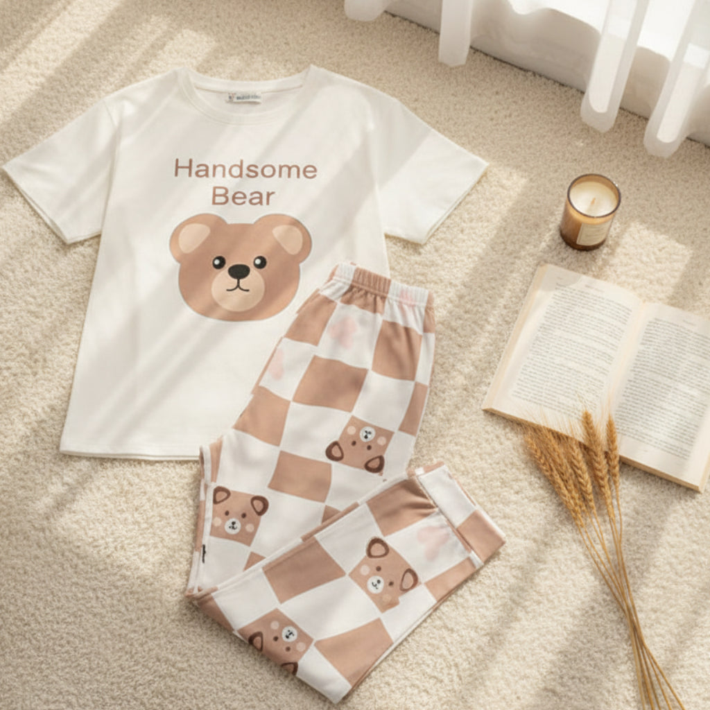Handsome Bear Printed Night Suit