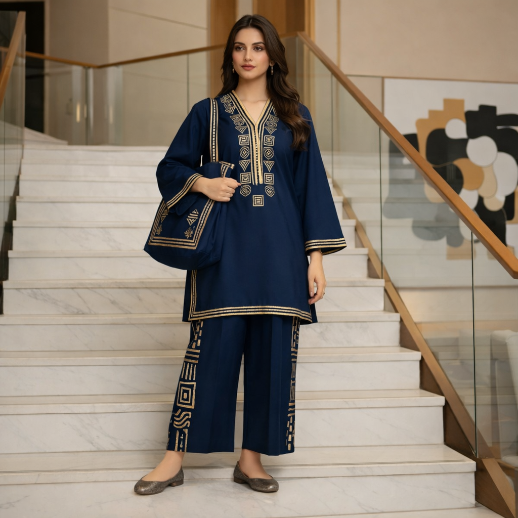 Stylish Printed Stitched 2pc With Free Bag