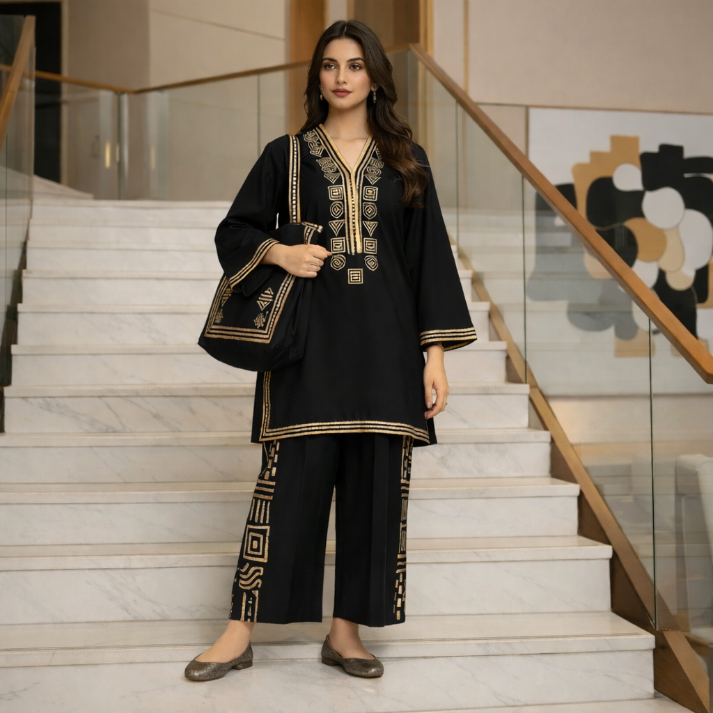Stylish Printed Stitched 2pc With Free Bag