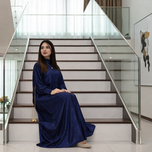Midnight Elegance Glitter 'Moonlight Shimmer' cape and maxi two-piece set