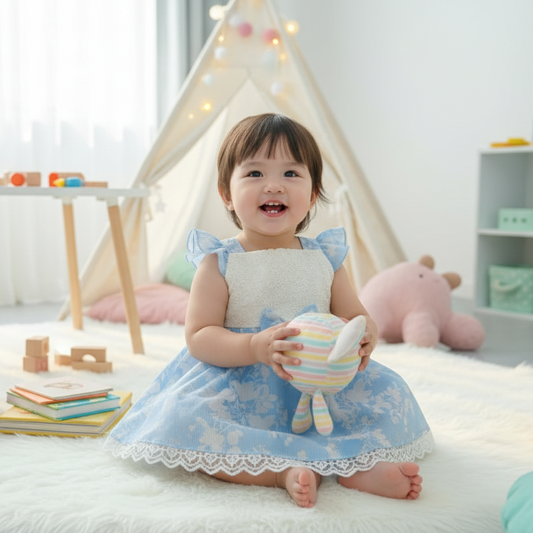 Blue White Printed Jacquard Chiffon Plus Chicken Fabric