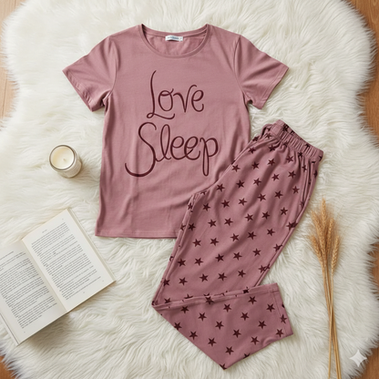 Love Sleep Printed NightWear Set for Women S-XL