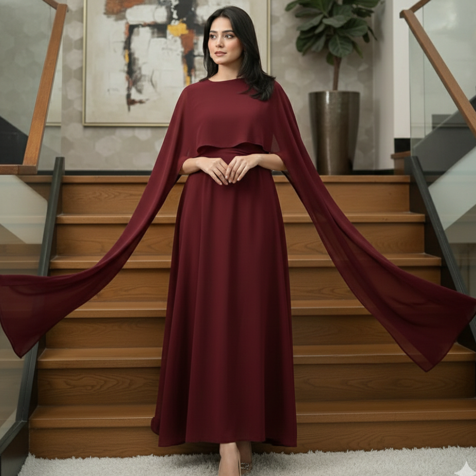 Chiffon Cape Flora Maxi with Trouser