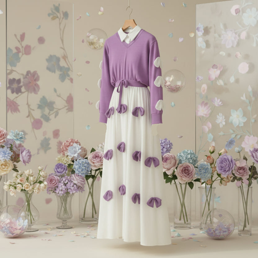 Purple Bow Maxi 2-Piece Set