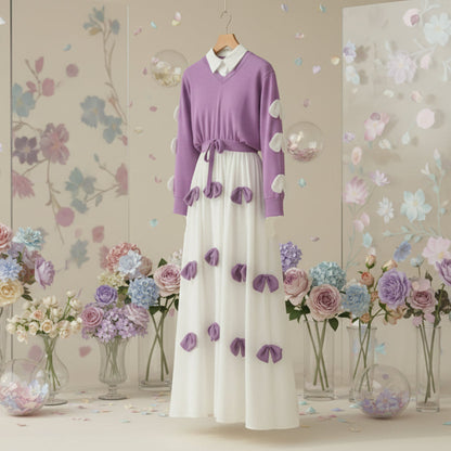 Purple Bow Maxi 2-Piece Set