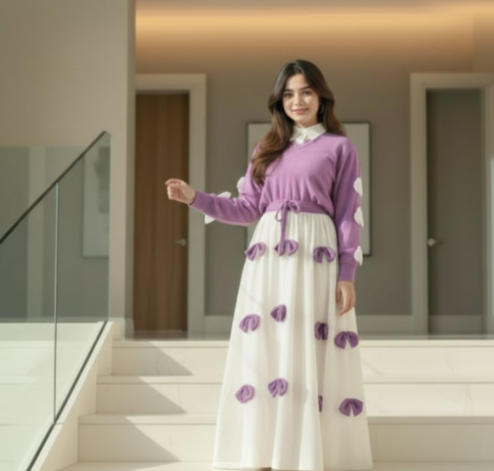 Purple Bow Maxi 2-Piece Set