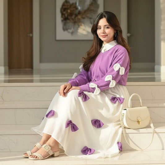 Purple Bow Maxi 2-Piece Set