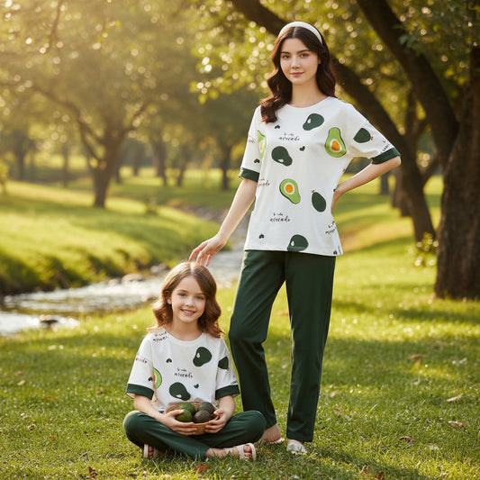 Avocado Print Nightwear Set for Girls & Women 7-14 / S-XL