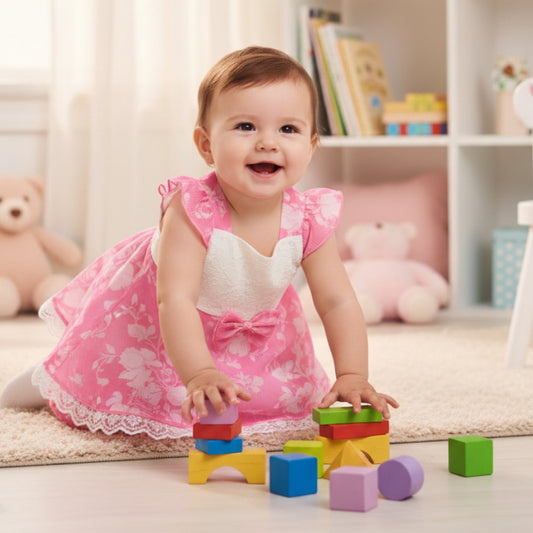 Pink White Printed Jacquard Chiffon Plus Chicken Fabric