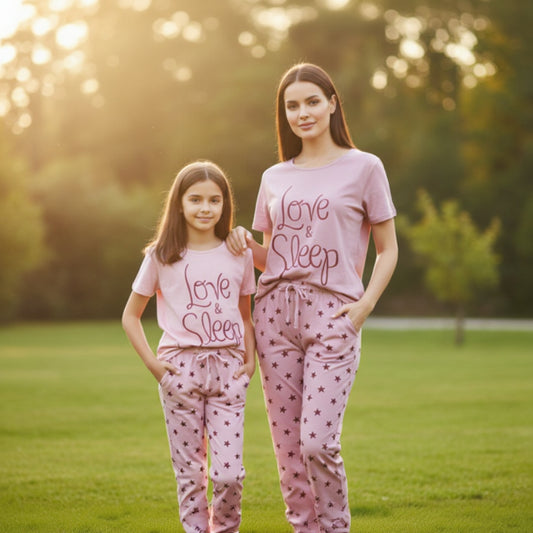 Love Sleep Printed NightWear Set for Girls & Women 7-14 / S-XL