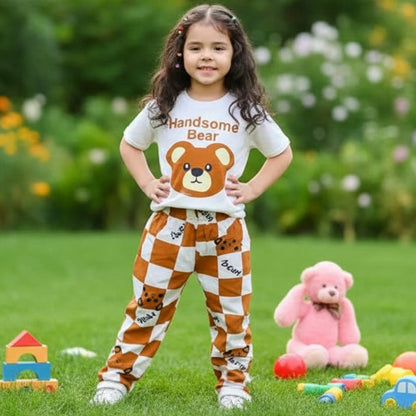 Kids Cute Bear Printed Pajama Set - Soft Cotton Nightwear