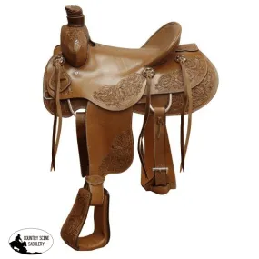 16" Circle S Hardseat roper saddle with floral tooling.