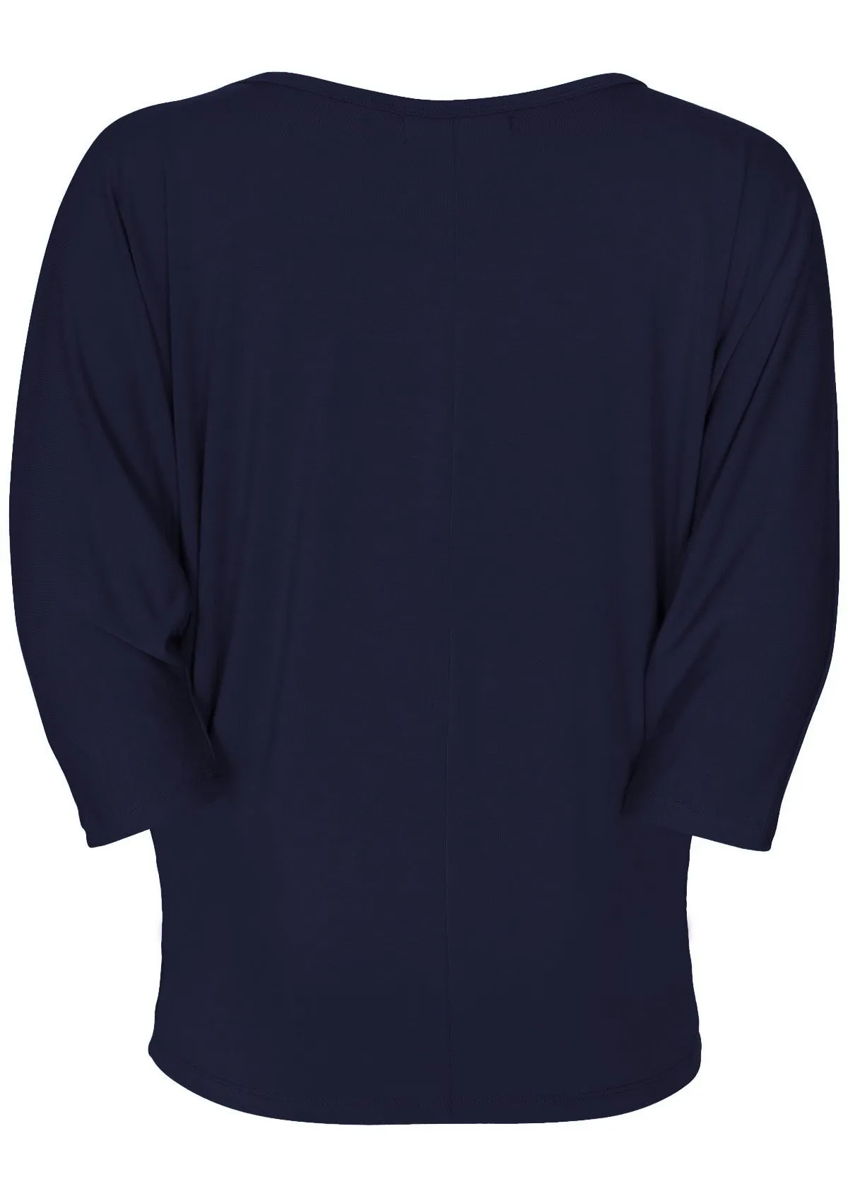 3/4 Sleeve V-neck Batwing Top Navy Blue