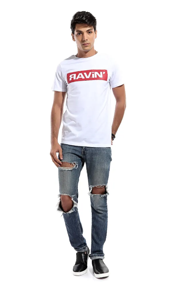 47210 Logo Printed Half Sleeves T-shirt - White