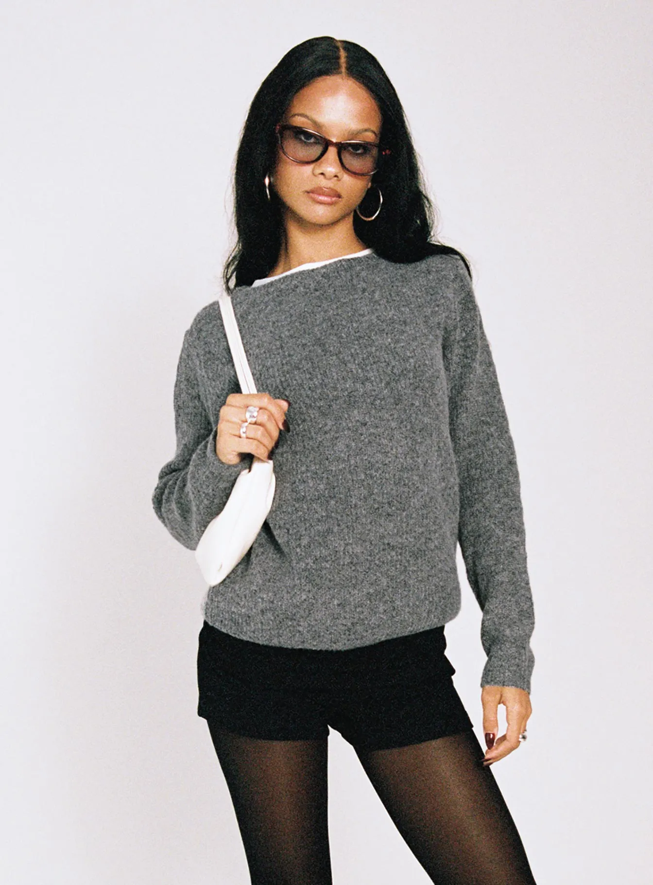 Abrams Rib Knit Crew Sweater Charcoal Marle