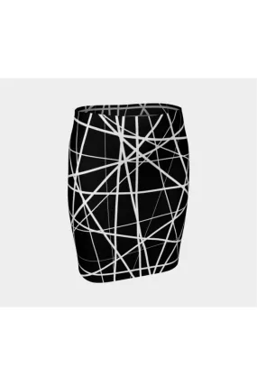 Abstract Lines Fitted Skirt