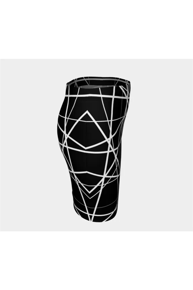 Abstract Lines Fitted Skirt