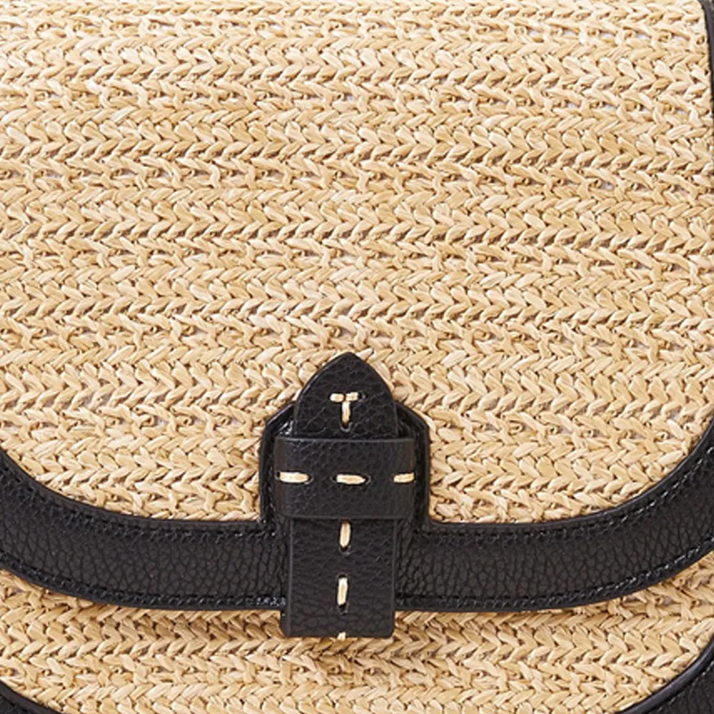 Accessorize London Black Raffia Flap Sling Bag