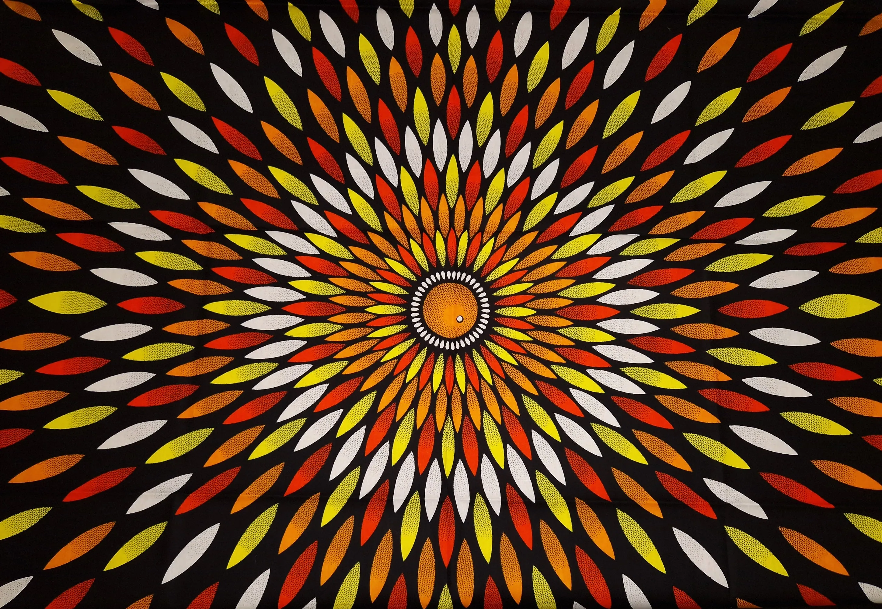 African print fabric - Black / Yellow sunburst - 100% cotton