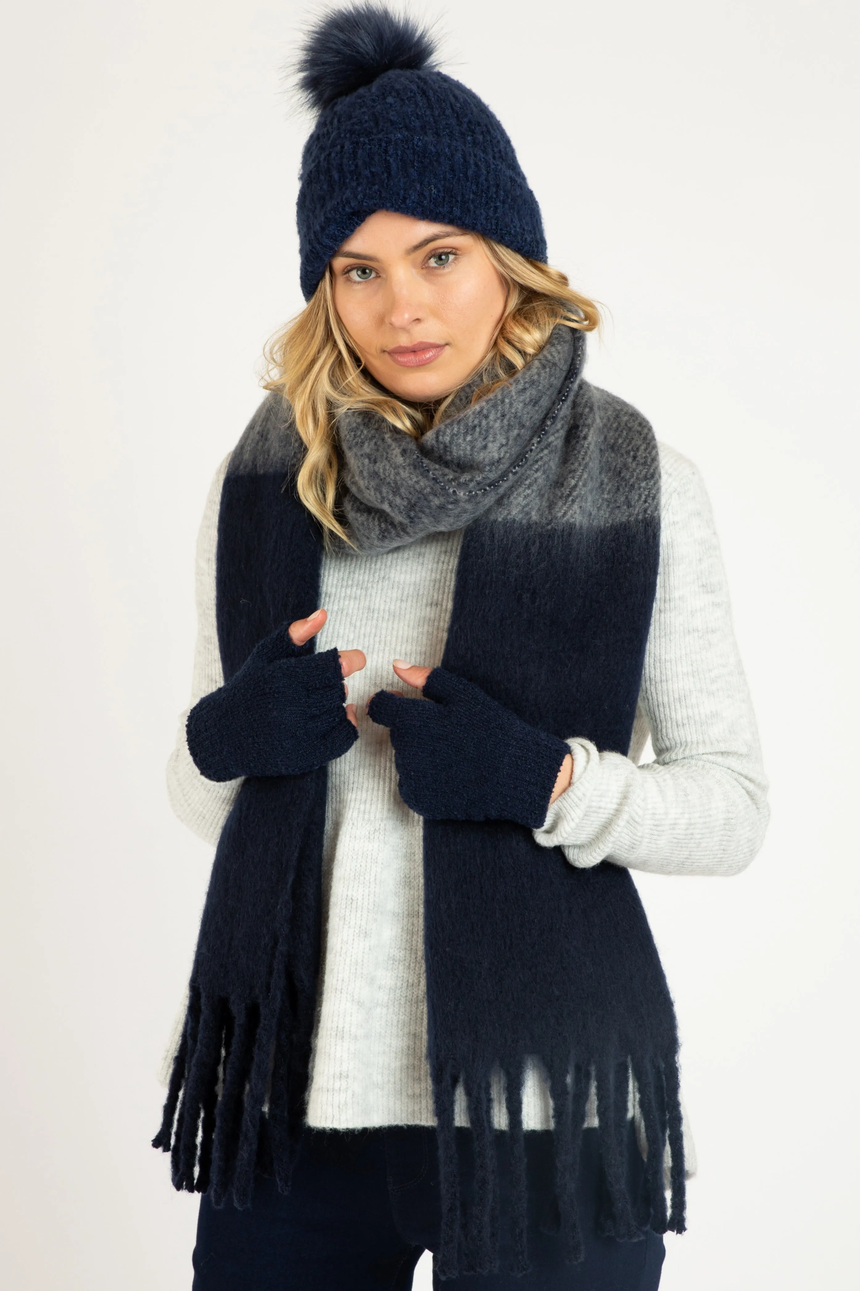 Aries Two Colour Navy Scarf