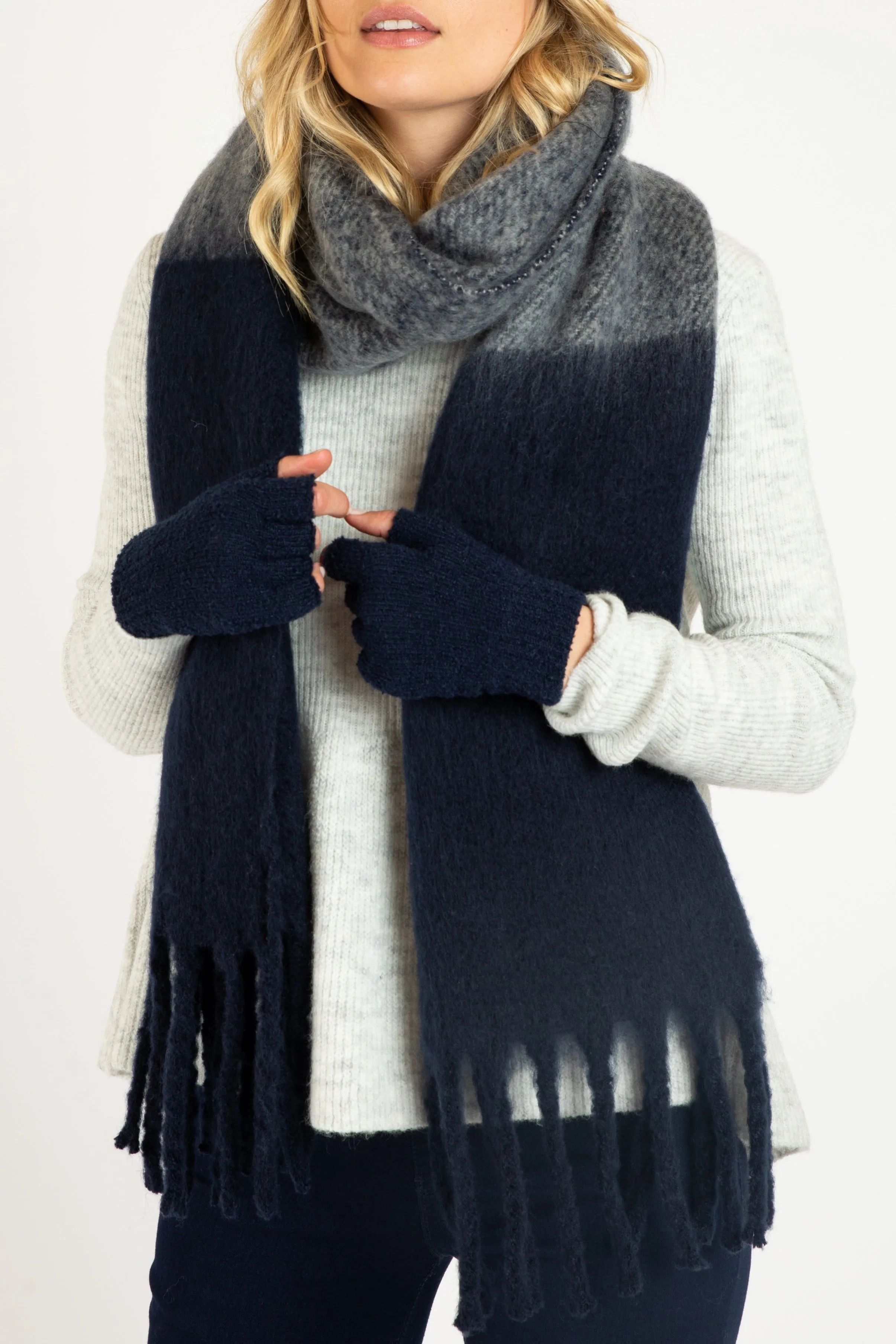 Aries Two Colour Navy Scarf