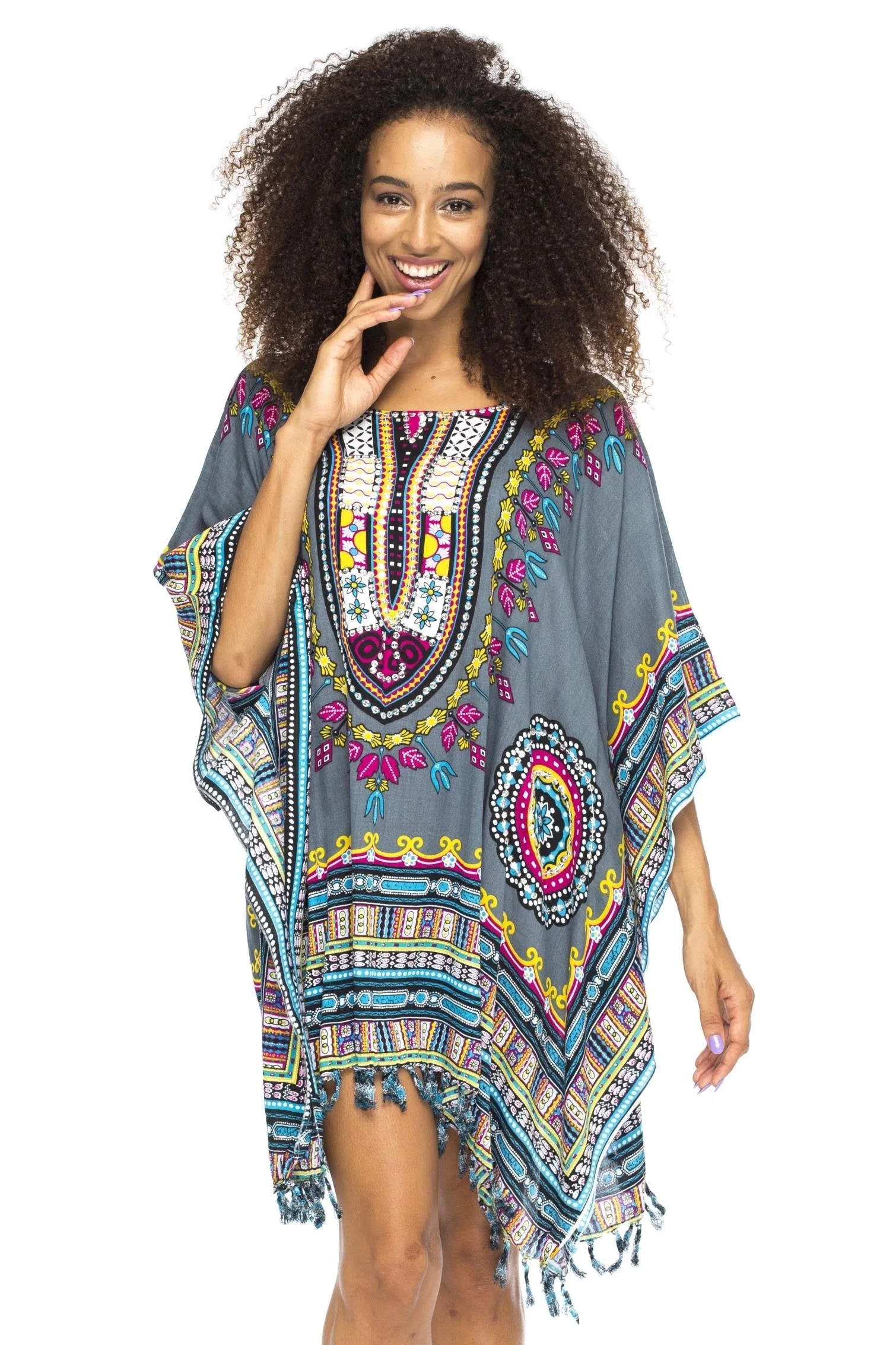 Back From Bali Womens Short Swimsuit Beach Cover Up Sequins African Patterns