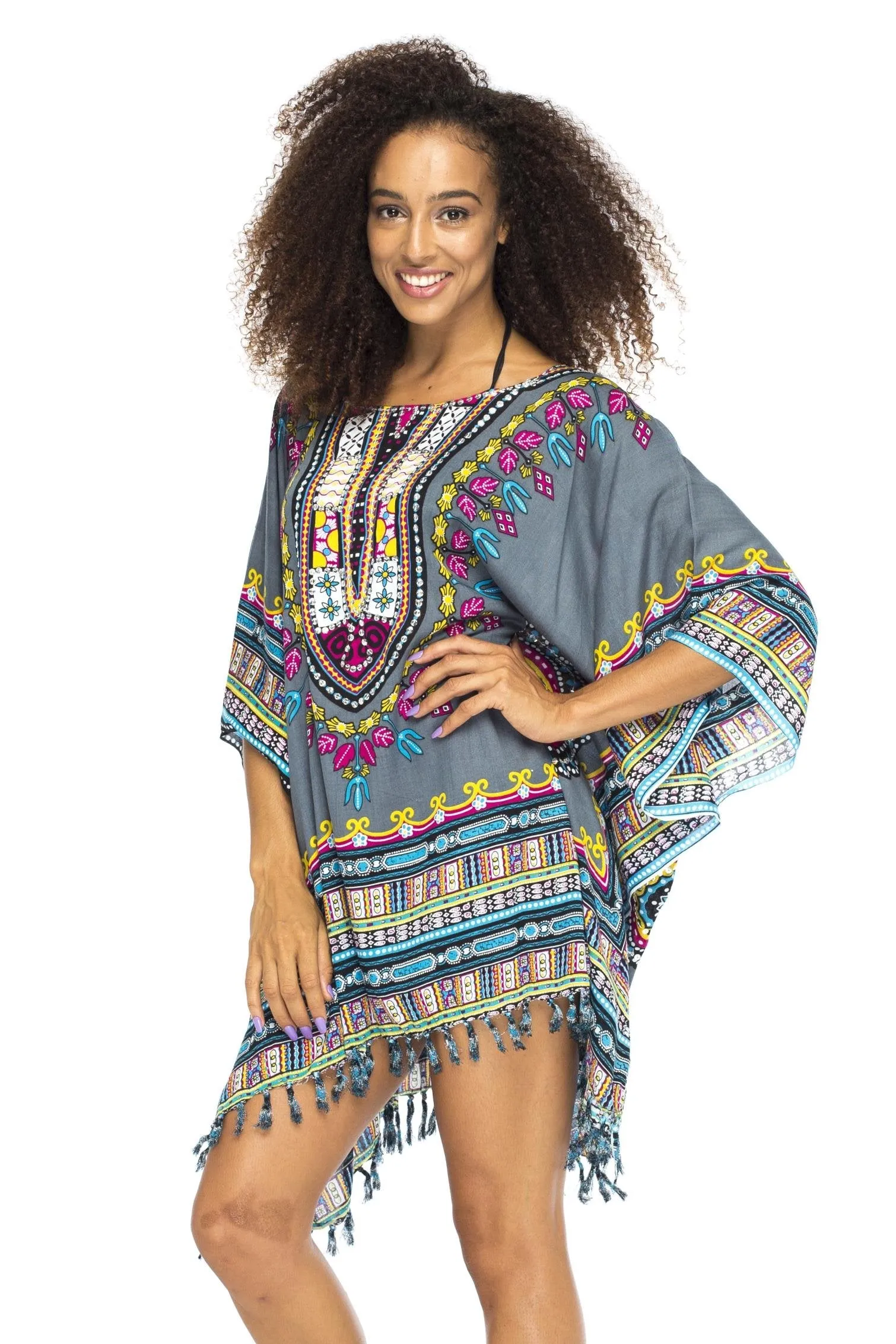 Back From Bali Womens Short Swimsuit Beach Cover Up Sequins African Patterns