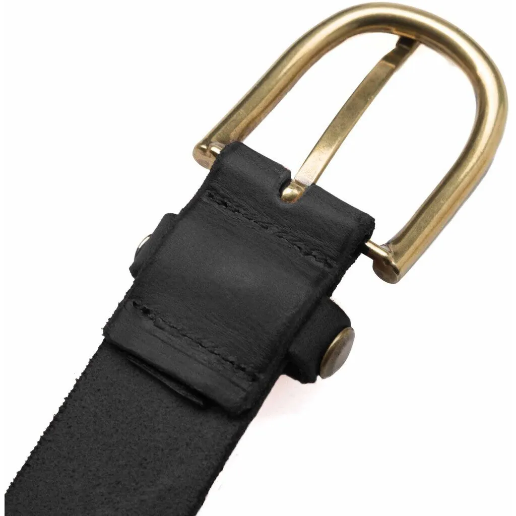 Beautiful and cool leather belt / 15148 - Black/Brass