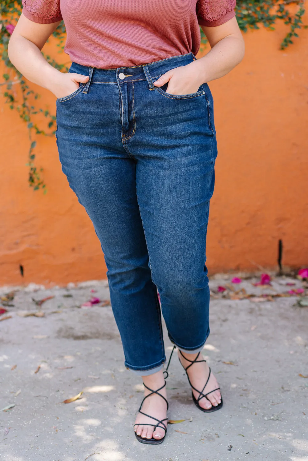 Belle High Rise Cool Denim Sustainable Cuff Boyfriend Jeans - PLUS