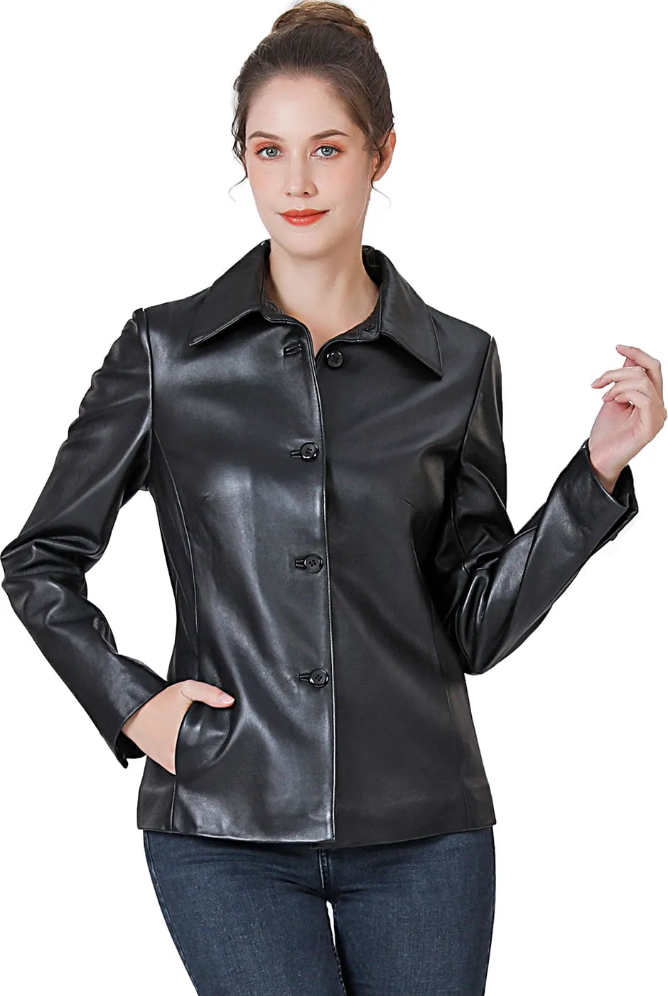 BGSD Women Lucy Lambskin Leather Jacket