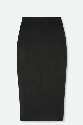 BLACK LONG PULL ON SKIRT IN PIMA COTTON STRETCH - FINAL FEW IN SIZE 2