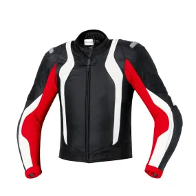 Black, red and white motorycle jacket with armor protection