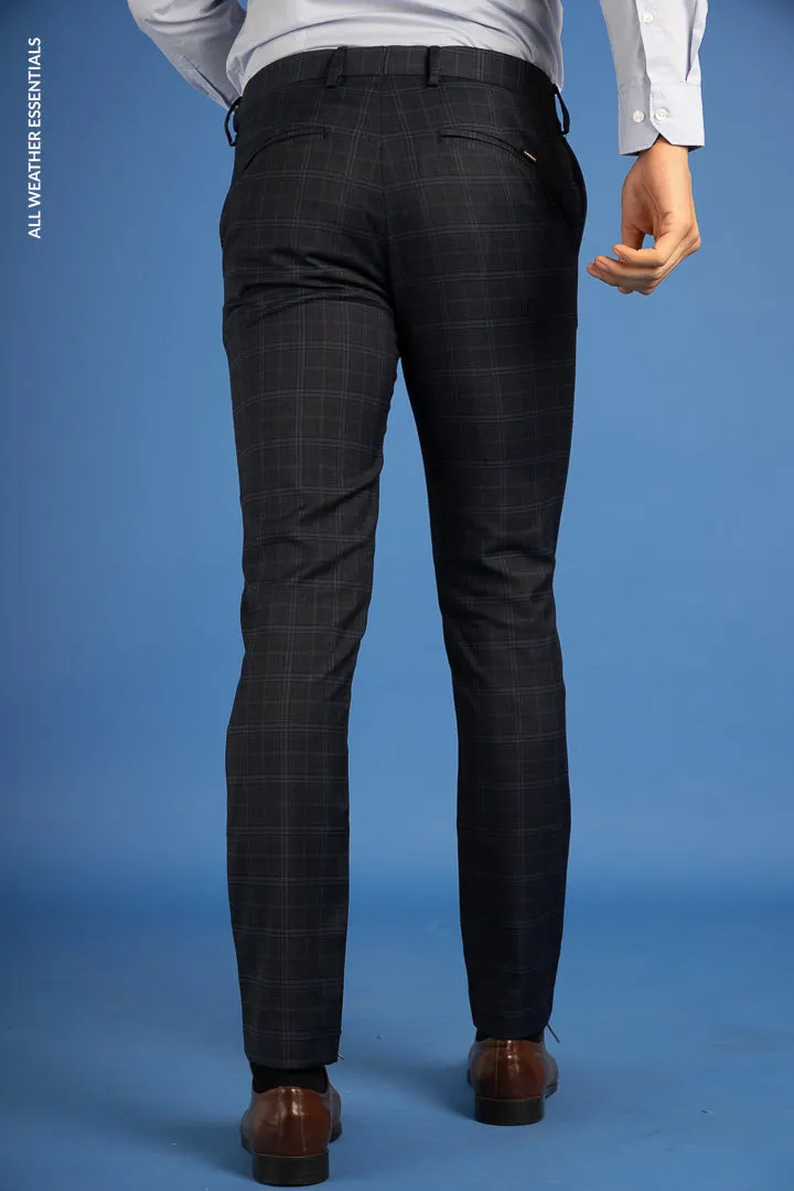 Blue Melange Checks All Weather Stretch Pants