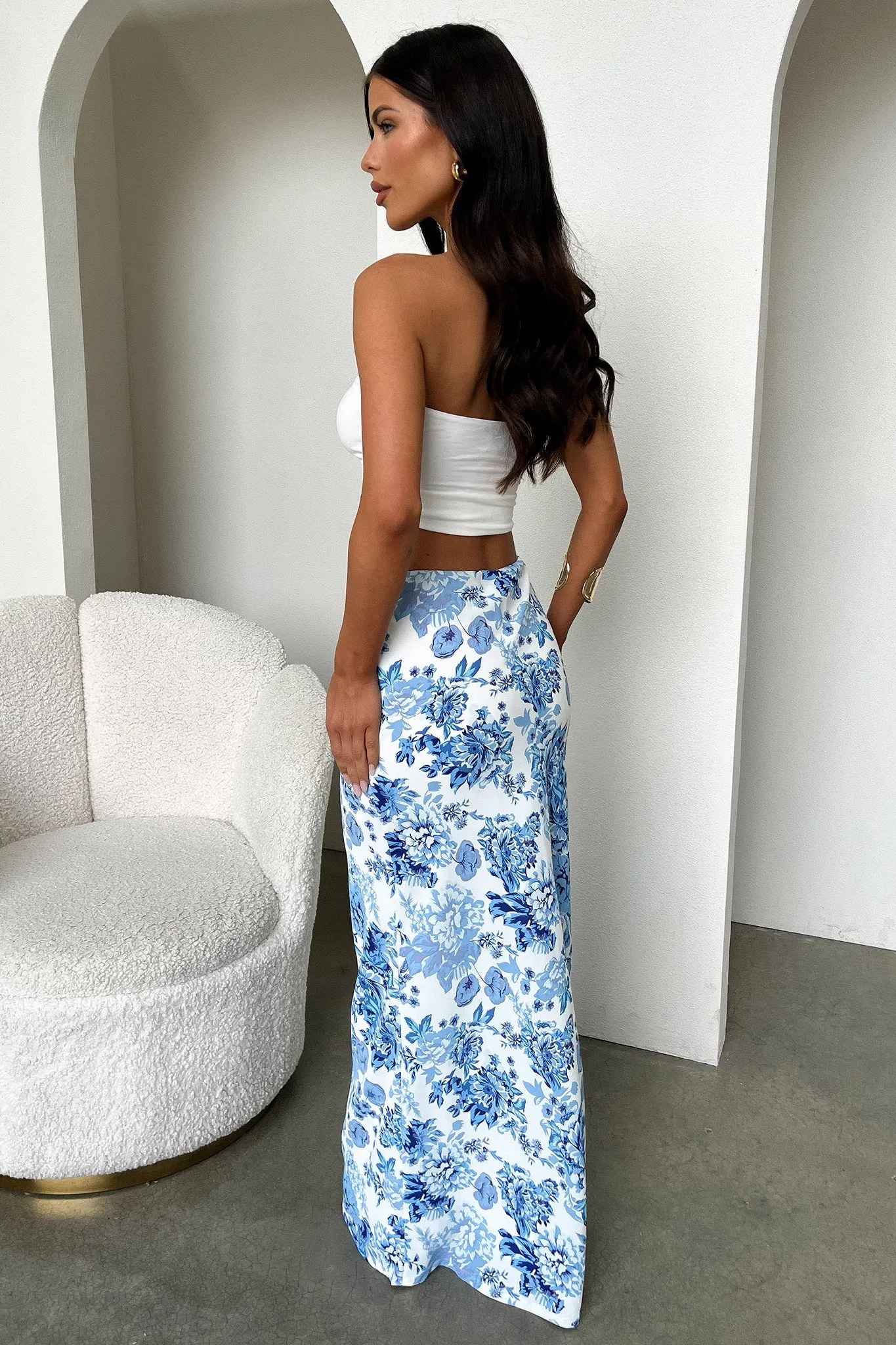 Cairo Maxi Skirt - Blue Floral