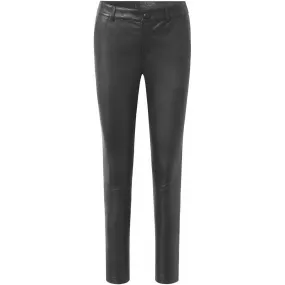 Caroline RW chino stretch leather pant / 14256 - Dark grey