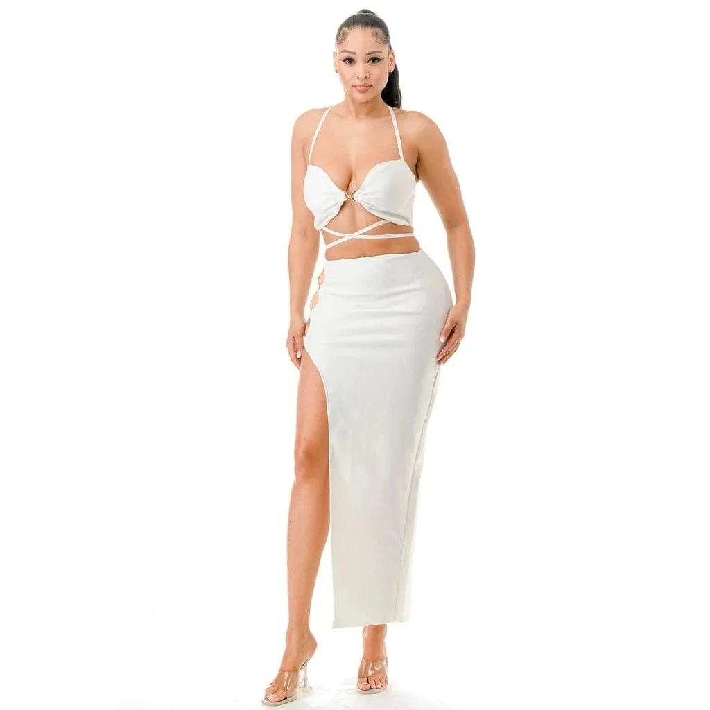 Catiana Feather Skirt Sets - White