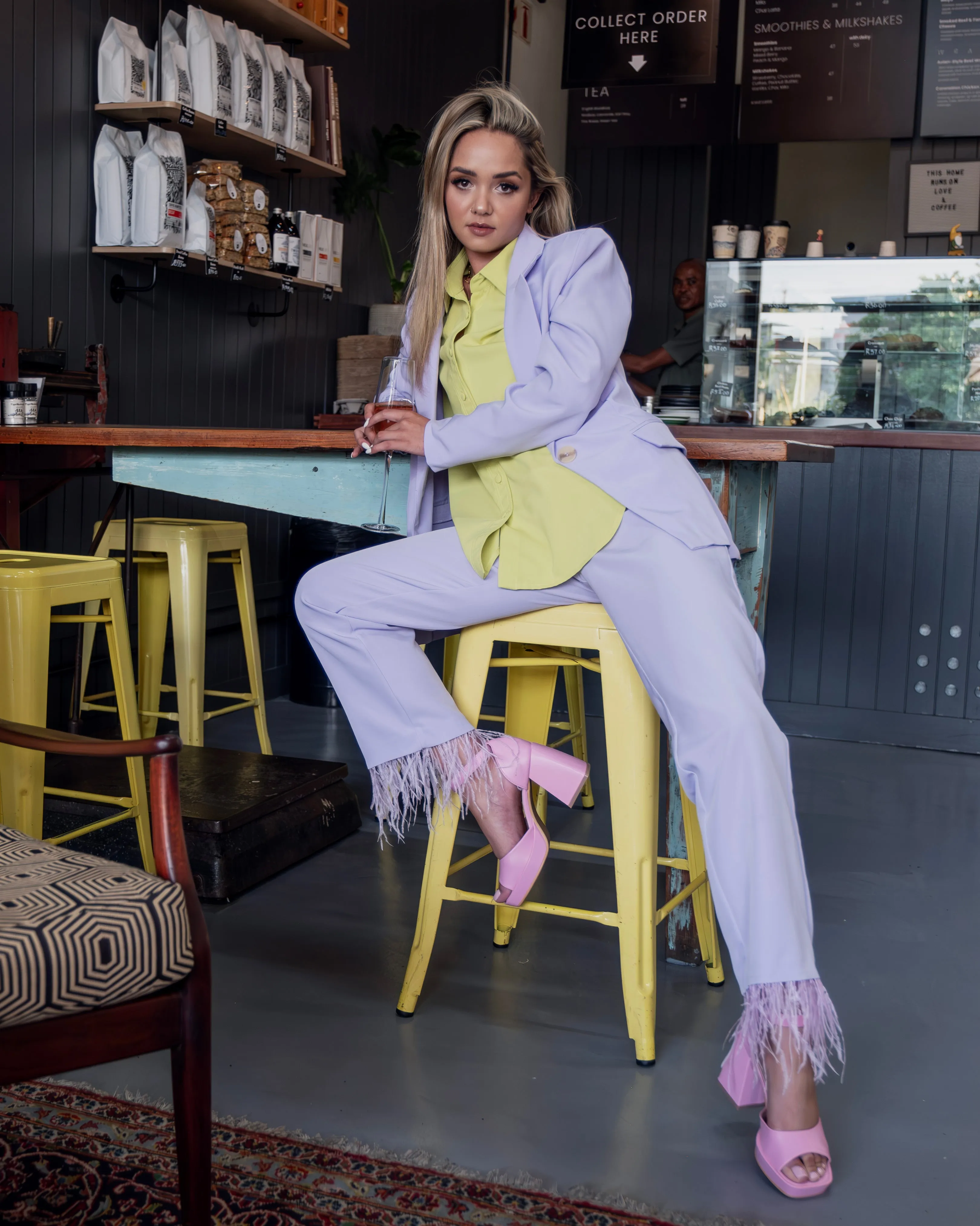 Chartreuse Button Down Blouse