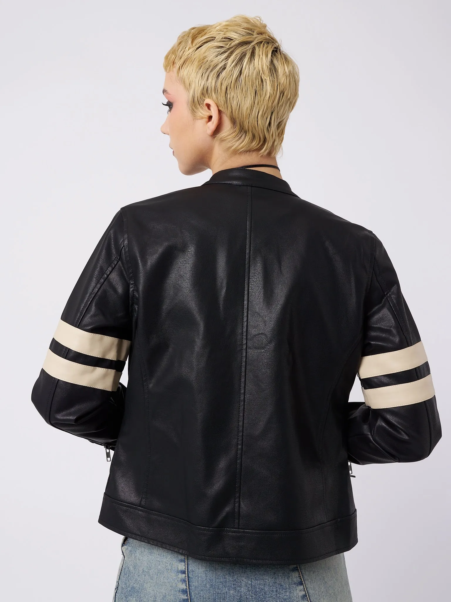 Chiara Black Vegan Racer Jacket