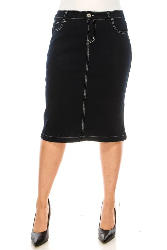 Classy But Sassy Dark Wash Jean Skirt