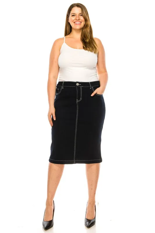 Classy But Sassy Dark Wash Jean Skirt