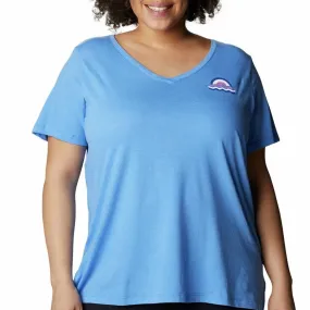 Columbia Women's Bluebird Day Relaxed V-Neck Top, Harbor Blue, 1X