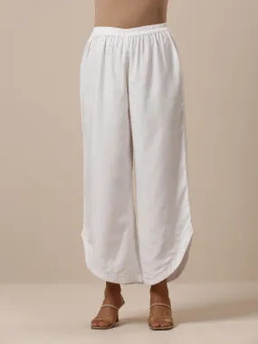 Cotton White Textured Curve Pant