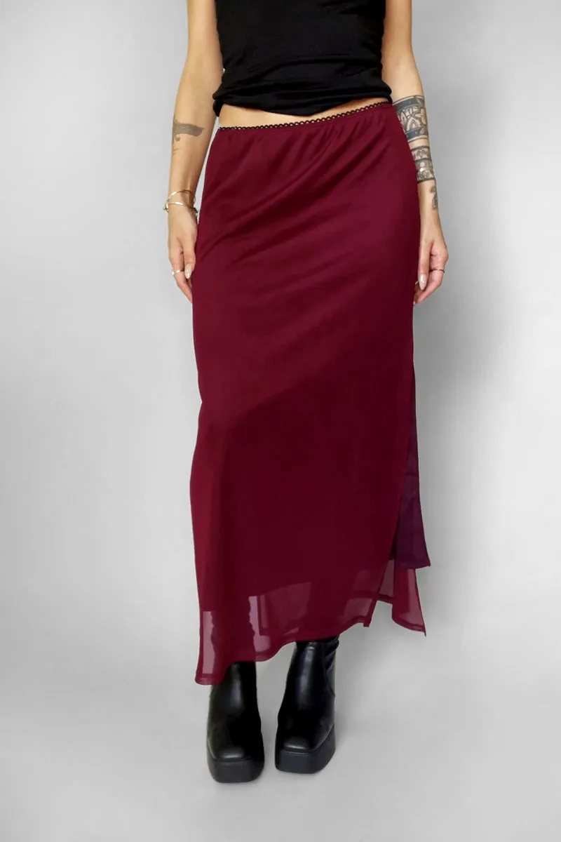 Crimson Veil Mesh Skirt