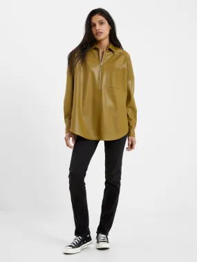 Crolenda PU Half Zip Popover Shirt