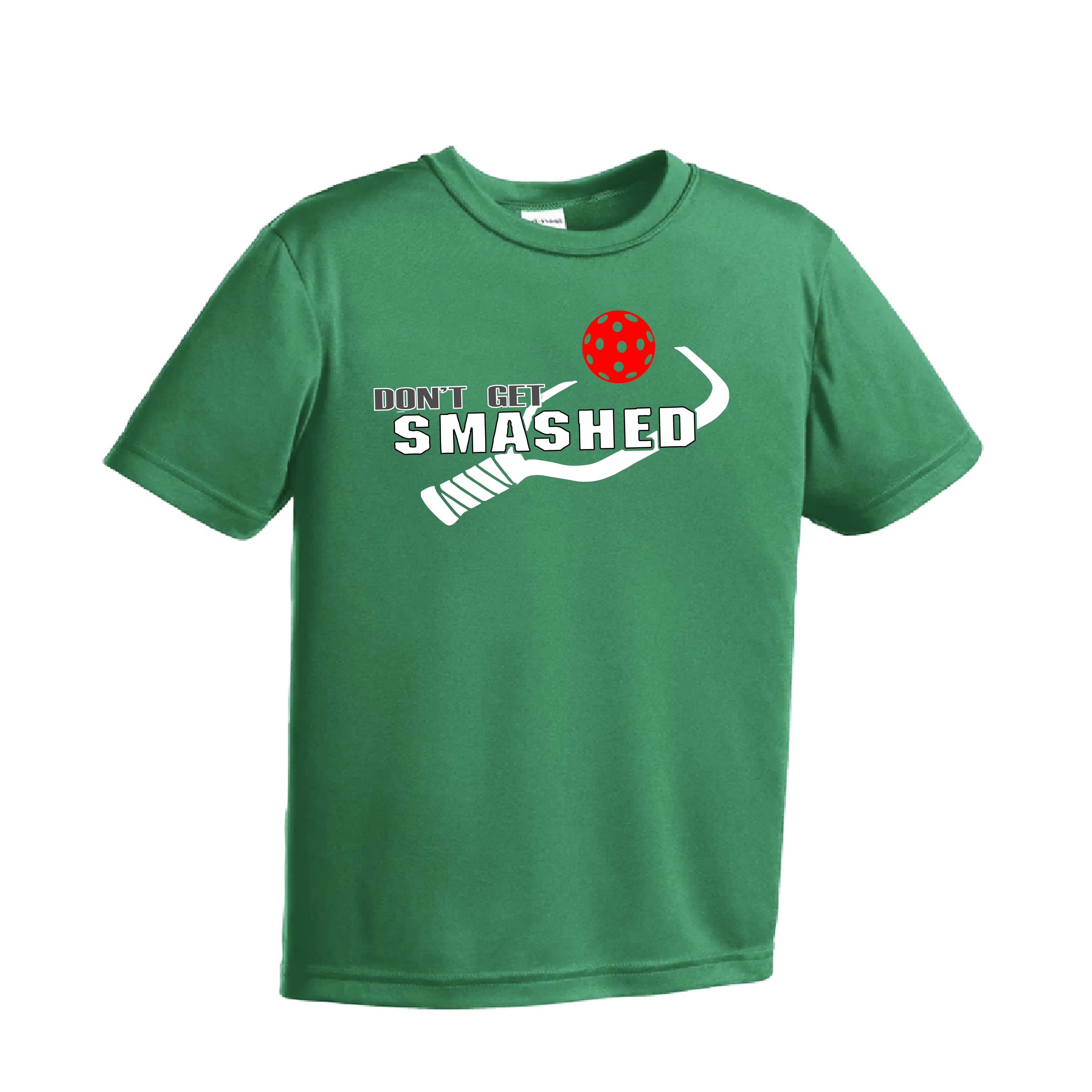 Don't Get Smashed (Red Green Rainbow Pickleball Colors) | Youth Short Sleeve Athletic Shirt | 100% Polyester