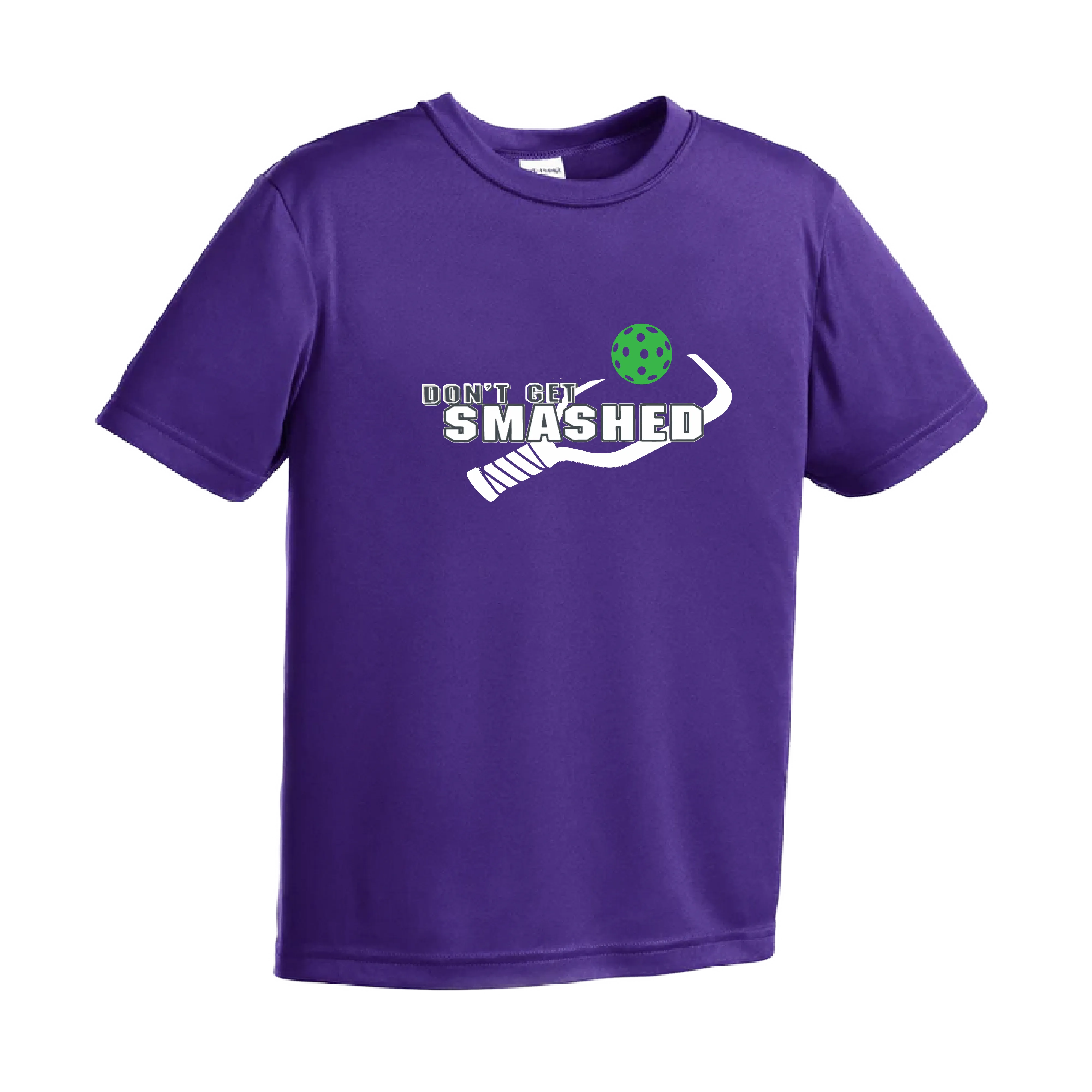 Don't Get Smashed (Red Green Rainbow Pickleball Colors) | Youth Short Sleeve Athletic Shirt | 100% Polyester